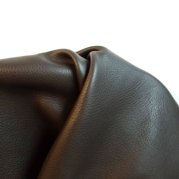 Leather 25 sq.ft full skin dark brown Smooth Nappa Cowhide soft craft supply handbag upholstery Nat Leathers 35 by 55 inches