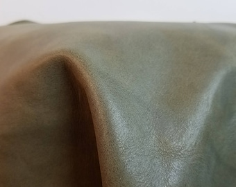 Leather 3 sq.ft full skin Green Smooth Nappa 1.4-1.6 mm thick Cowhide soft craft supply handbag upholstery Nat Leathers Foggy Bottom