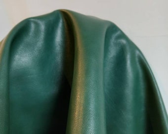 Hunter Green soft Nappa smooth {Peta-Approved} Vegan faux leather handbag upholstery craft PU Fabric 36"x54" cut by the yard NAT Leathers™