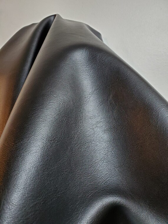  Black Soft Faux Vegan Leather PU (Peta Approved Vegan) | 1 Yard (36 inch  Length x 54 inch Wide) Cut by The Yard | Synthetic Pleather 0.9 mm Nappa