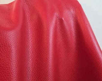 Red tumbled embossed pebblegrain 3.0-3.5 oz Cowhide leather soft craft handbag cuts 12 20 24 30 inch upholstery Nat Leathers