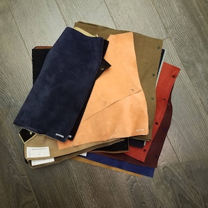3 pieces of 8.5 x 11 inch size cutting of Italian suede Scrap remnants pieces leather 2 - 4 oz craft handbag shipped