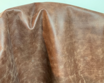 NAT Leathers 17-18 sf Rustic Brown Embossed 2.5 oz 1.0-1.2 mm cowhide for handbag craft jewelry upholstery footwear