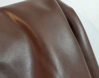Brown smooth Davos {Peta-Approved}Vegan faux leather handbag upholstery craft 0.9mm PU Fabric 36"x54" 1-5 cut by the yard NAT Leathers™