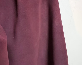 Plum Purple Oiled Cow suede NAT Leathers 11-14 sq.ft soft wet smooth nappa Cow hide cowhide leather skin 2.5 -3.0 oz 1.2 mm