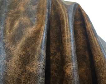 Brown Aviator distressed crazy horse Peta-Approved faux vegan leather handbag upholstery Fabric sheet 54 inch cut by the yard NAT Leathers