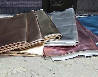 Metallic Foil Vegan faux leather {Peta-Approved} handbag upholstery 54 inch wide fabric cut by the yard NAT Leathers Rose Gold Copper Silver