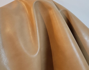 Wheat light Tan 2 tone Faux Vegan {Peta Approved} leather handbag upholstery craft PU Fabric by the yard 36 inches Synthetic NAT Leathers