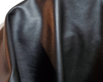 Black nappa lamb garment weight Stretch Faux Vegan {Peta Approved} leather Pleather 36 inches 54 wide Synthetic 1 yard- 10 yards thin 0.7 mm