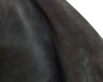 Black Oiled Cow suede NAT Leathers 11-14 sq.ft soft wet smooth nappa Cow hide cowhide leather skin 2.5 -3.0 oz 1.2 mm