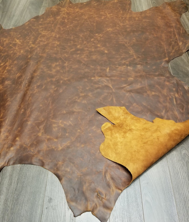 Leather Brown Pullup Crazy Horse Oil pull up nappa 4.0-5.0 oz smooth Rugged Buffalo leather skin cuts sq.ft full hide semi firm NAT leathers
