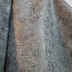 Grey distressed crazy horse {Peta-Approved} Vegan faux leather handbag upholstery craft PU Fabric 36&quot;x54&quot; 1-5 cut by the yard NAT Leathers™