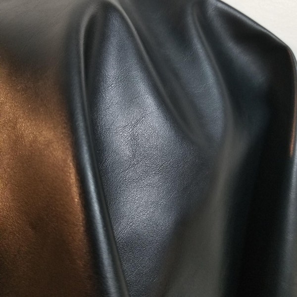 Black smooth Faux nappa 0.9mm {Peta-Approved}Vegan faux leather handbag upholstery craft PU Fabric 36"x54" 1-5 cut by the yard NAT Leathers™