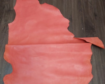 NAT Leathers 11 sq. Ft Pink Red Vegetable Tanned Cowhide skin firm 3 oz craft supply 25 inch wide x 46 inches