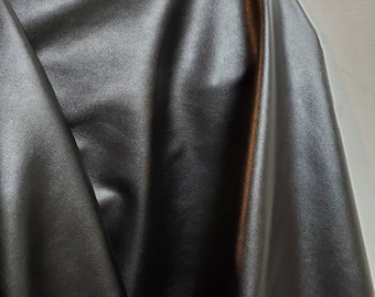 Black lightweight thin Garment 0.7 mm {Peta-Approved Vegan} leather handbag craft PU Fabric by the yard 36 "x 54" Synthetic NAT Leathers™