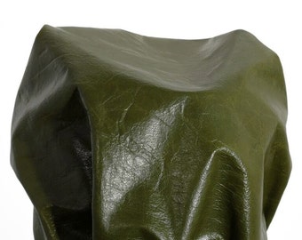 Leather full skin 16 sq. ft hunter green Monaco glazed smooth soft 2.0 oz 0.8 mm thin Cowhide skin topgrain by NAT Leathers