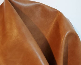 British Tan 2 tone {Peta-Approved} Vegan faux leather handbag upholstery craft 0.9 mm PU Fabric 36"x54" 1-5 cut by the yard NAT Leathers™