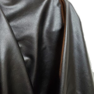 Black thin 0.6 mm Faux PU {Peta-Approved Vegan} leather Pleather by the yard Synthetic fabric 1 to 5 yards NAT Leathers™ garment pants