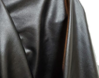 Black thin 0.6 mm Faux PU {Peta-Approved Vegan} leather Pleather by the yard Synthetic fabric 1 to 5 yards NAT Leathers™ garment pants