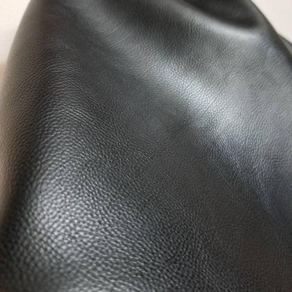 Black pebble grain {Peta-Approved} Vegan leather handbag upholstery craft PU 0.9 mm fabric by the yard (36"x54 inch) 1-5 yards NAT Leathers™