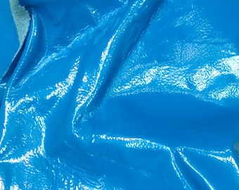 Leather electric blue patent  18-22 sq. Ft crinkle semi soft 2.5 oz 1.0 mm Cowhide skin topgrain NAT Leathers craft handbag tassle