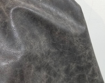 Gray distressed crazy horse Faux Vegan leather fabric upholstery craft PU Fabric sold by the yard 54 inch wide Synthetic NAT Leathers