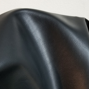 Black &quot;Optima&quot; Faux Vegan {Peta Approved} leather Pleather sold by the yard 36 inches x 54 inches wide Synthetic NAT Leathers™