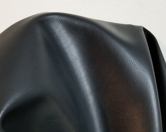 Black "Optima" Faux Vegan {Peta Approved} leather Pleather sold by the yard 36 inches x 54 inches wide Synthetic NAT Leathers™