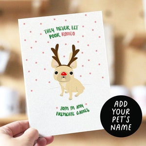 Frenchie Spiele, französische Bulldogge Weihnachtskarte, Frenchie Weihnachtskarte, Frenchie Weihnachtskarte, personalisierte Weihnachtskarten, Hund Weihnachten
