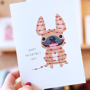 Verpakt in Love Valentine's Day Card - Franse Bulldog Card - Frenchie Valentine - Dog Card - Dog Valentine's Day - Franse Bulldog Valentine