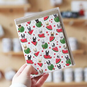 Frenchie Wassermelonen Notizkarten - 12er Set, Frenchie Notizkarten, Französische Bulldogge Notizkarten, Wassermelonen Notizkarten, Frenchie Briefpapier