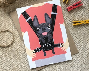 Father's Day - French Bulldog Greeting Card - Frenchie Baby Daddy - Dog Illustration - Dog Dad Card - Frenchie Dad gifts - Funny dog cards