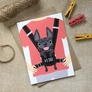 Vatertag - Französische Bulldogge Grußkarte - Frenchie Baby Daddy - Hunde Illustration - Hunde Papa Karte - Frenchie Dad Geschenke - Lustige Hundekarten
