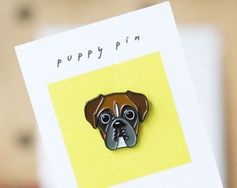 Boxer Enamel Pin - Dark Pied Boxer - Dog Enamel Pin - Puppy Pin - Hard Enamel Pin - Boxer Dog Gifts - shopfbl  - Boxer Pin - Dog pins