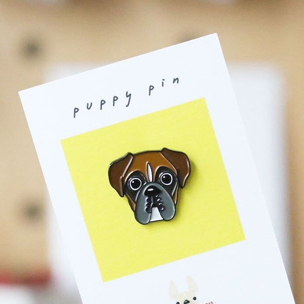 Boxer Enamel Pin - Dark Pied Boxer - Dog Enamel Pin - Puppy Pin - Hard Enamel Pin - Boxer Dog Gifts - shopfbl  - Boxer Pin - Dog pins