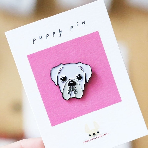 Boxer Enamel Pin, White Boxer, Boxer Enamel Pin, White Boxer Pin, Boxer Lapel Pin, White Boxer Gift, Dog Pin, White Boxer Dog Pin, Lapel Pin