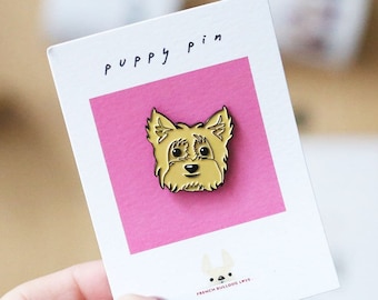 Yorkie Enamel Pin - Tan Yorkie - Dog Enamel Pin - Puppy Pin - Hard Enamel Pin - Yorkie Gifts - shopfbl  - Yorkshire Terrier Pin - Dog pins