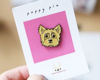 Yorkie Enamel Pin - Tan Yorkie - Dog Enamel Pin - Puppy Pin - Hard Enamel Pin - Yorkie Gifts - shopfbl  - Yorkshire Terrier Pin - Dog pins