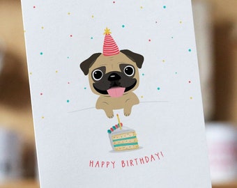 Pug Birthday Card, Custom Pug Birthday Card, Pug Card, Dog Birthday Card, Dog Mom Birthday, Dog Lover Birthday, Pugs Dog, Cute Birthday Card