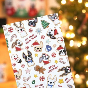 Weihnachtsplätzchen Weihnachtskarten - Französische Bulldogge Weihnachtskarte - Handgemachte französische Bulldogge Weihnachtsgrußkarten - Weihnachtsplätzchen