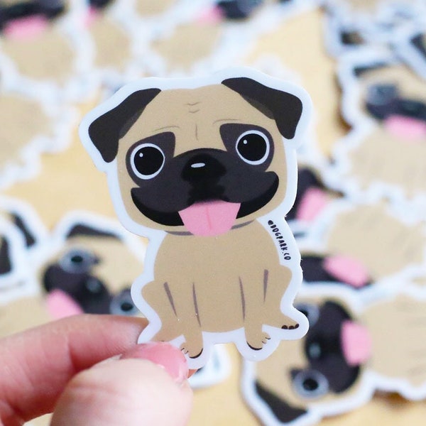 Mini Pug Sticker - Pug Sticker - Pug Decal - Waterproof vinyl sticker - Pug Dog Sticker - Waterproof Pug Sticker - Pug Dog Decal - Pugs