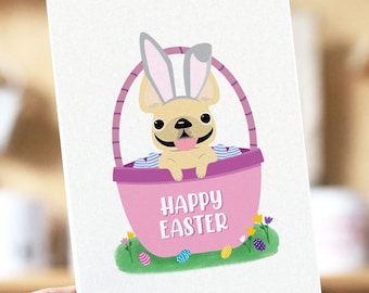 Frenchie Easter Card, French Bulldog Easter Card, Frenchie Bunny Ears, Easter Greeting Cards, Dog Easter Cards, Cute Easter Cards, Bulldog