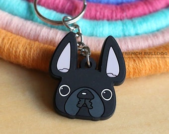 Black Frenchie Keychain, Mini Frenchie Keychain, French Bulldog Keychain, Frenchie Keyring, French Bulldog Keyring, Dog Keychain, Dog Mom