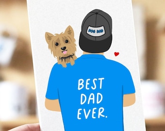 Father's Day Best Dad Ever Yorkie Greeting Card, Dog Dad Card, Yorkie Dad Card, Dog Father's Day Card, Yorkie Father's Day, Yorkie Gifts