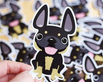 Black & Tan French Bulldog Sticker, Large Waterproof Sticker, Frenchie sticker, Frenchie, French bulldog decal, frenchie laptop sticker