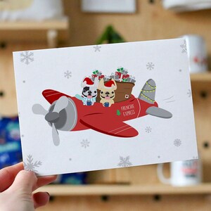 Frenchie Express Weihnachtskarte, Frenchie Weihnachtskarte, Französische Bulldogge Weihnachtskarten, süße Hundekarten, Weihnachtskarten, Weihnachtskarten, Frenchies