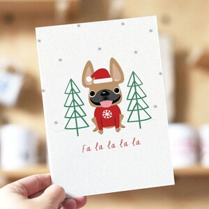 Falala, süße französische Bulldogge Weihnachtskarte, Frenchie Weihnachtskarte, Weihnachtskarte Hund, Hund Weihnachtskarte, Nordische Weihnachtskarte, Frenchie