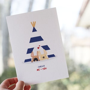 Tipi-Liebe - französische Bulldogge Valentine Tag Liebe Grußkarte - Hund-Geschenk-Ideen - französische Bulldogge-Liebe - Hund Valentinstag-Karte - Frenchie