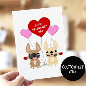 Ballon Rose französische Bulldogge Karte, Valentinstagskarte, Frenchie Valentine, Hund Valentine Karte, Hund Frenchie Karte, Valentine Hundeliebhaber