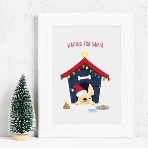 CUSTOM Französisch Bulldogge Druck - warten auf Santa Weihnachten Druck - Französisch Bulldogge Liebe Frenchie Druck - Französisch Bulldogge Weihnachtsdruck